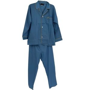 Vintage CRAIG NOBLE Permanent Press Pajama Set Shirt + Pants NWOT Blue Size L